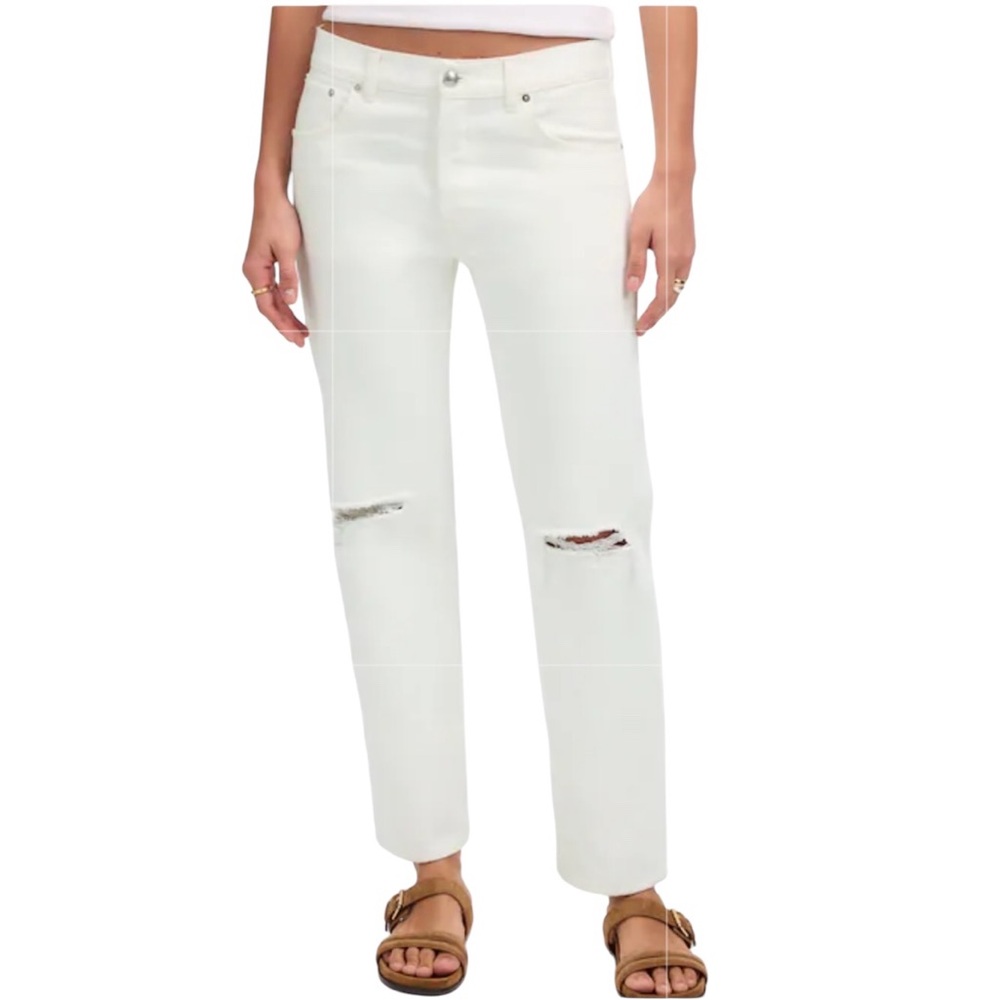 NEW MADEWELL The Dean Easy Straight Crop Jean in Tile White Rigid Denim‎ Size 23